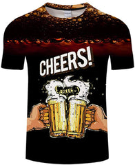 Summer Men's Clothing O Neck Clock Jacket Beer Short Sleeved 3D T Shirt Large Size 5XL Txkh3043