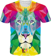 Mens T Shirts 3D Graphic Short Sleeve Tees Funny Printed Summer Tops Lion Face