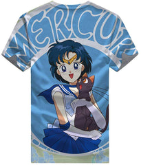 Women Sailor Moon 3D Graphic T Shirt Casual Top Sailor Mercury1
