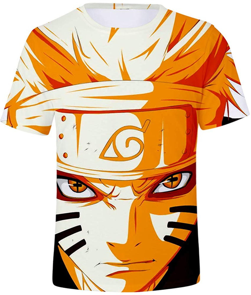 Unisex Novelty Tee Tops 3D Printed with The Japanese Anime Naruto T Shirts for Men Women Orange Face