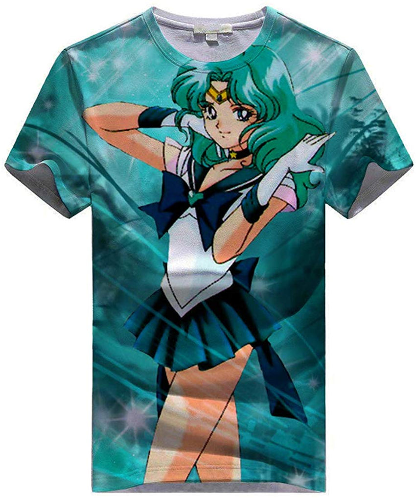 Women Sailor Moon 3D Graphic T Shirt Casual Top Sailor Neptune1