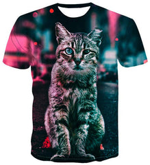 Men Casual Shirts Sexy Women Printing 3D T Shirt Funny Cat