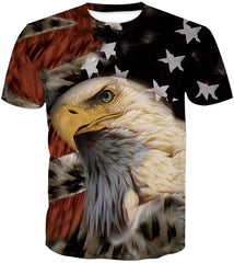Mens O Neck 3D Digital Print Eagles Painting Lover's Short Sleeve Summer T Shirts Nature