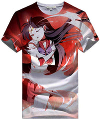 Women Sailor Moon 3D Graphic T Shirt Casual Top Sailor Mars2
