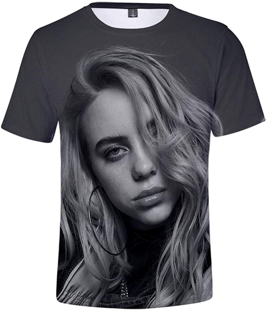 Women 3D Printed T Shirt Casual Tees for Music Fans Dark Gray