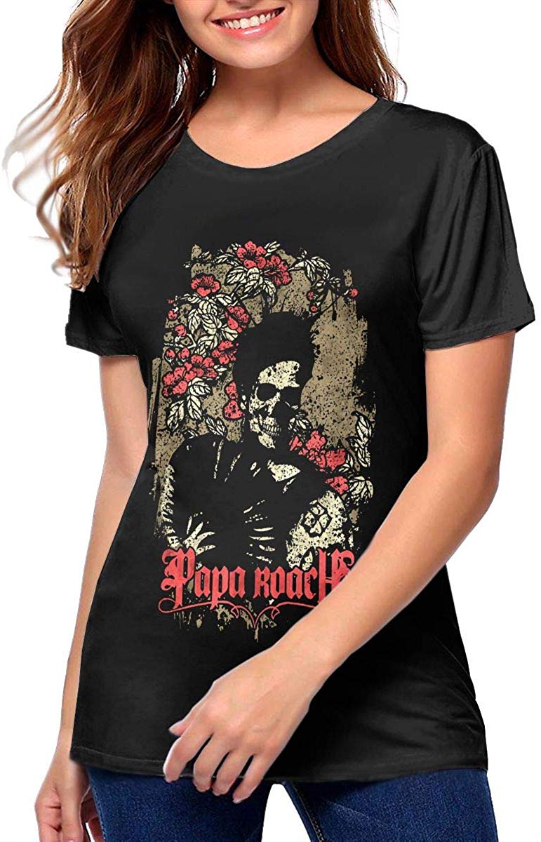 Woman's 3D Print Papa Roach Short Sleeve Tops Tee Ladies Summer Casual Shirt Black