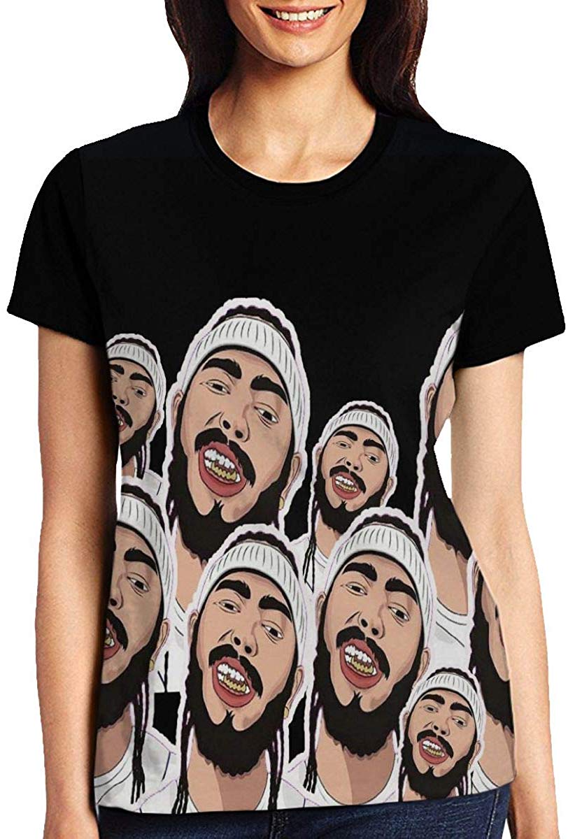 Womens 3D Digital Printed Post Malone Collage Short Sleeve T Shirts Tees Post Malone w