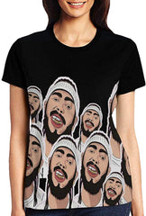 Womens 3D Digital Printed Post Malone Collage Short Sleeve T Shirts Tees Post Malone w