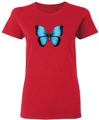 3D Morpho Butterfly Women's T Shirt Tee Red