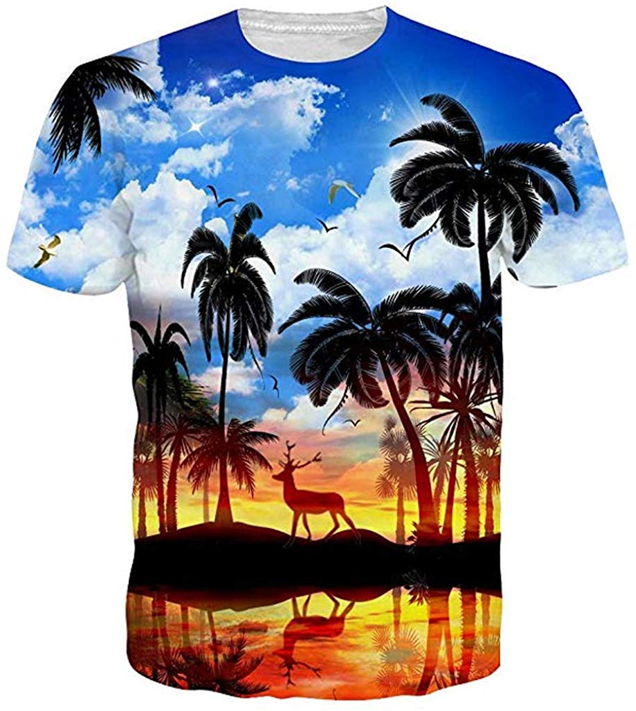 Unisex 3D Novelty Tshirts Men Graphic Funny Tees Printed Crewneck Short Sleeve Summer Top T Shirts Coco Deer