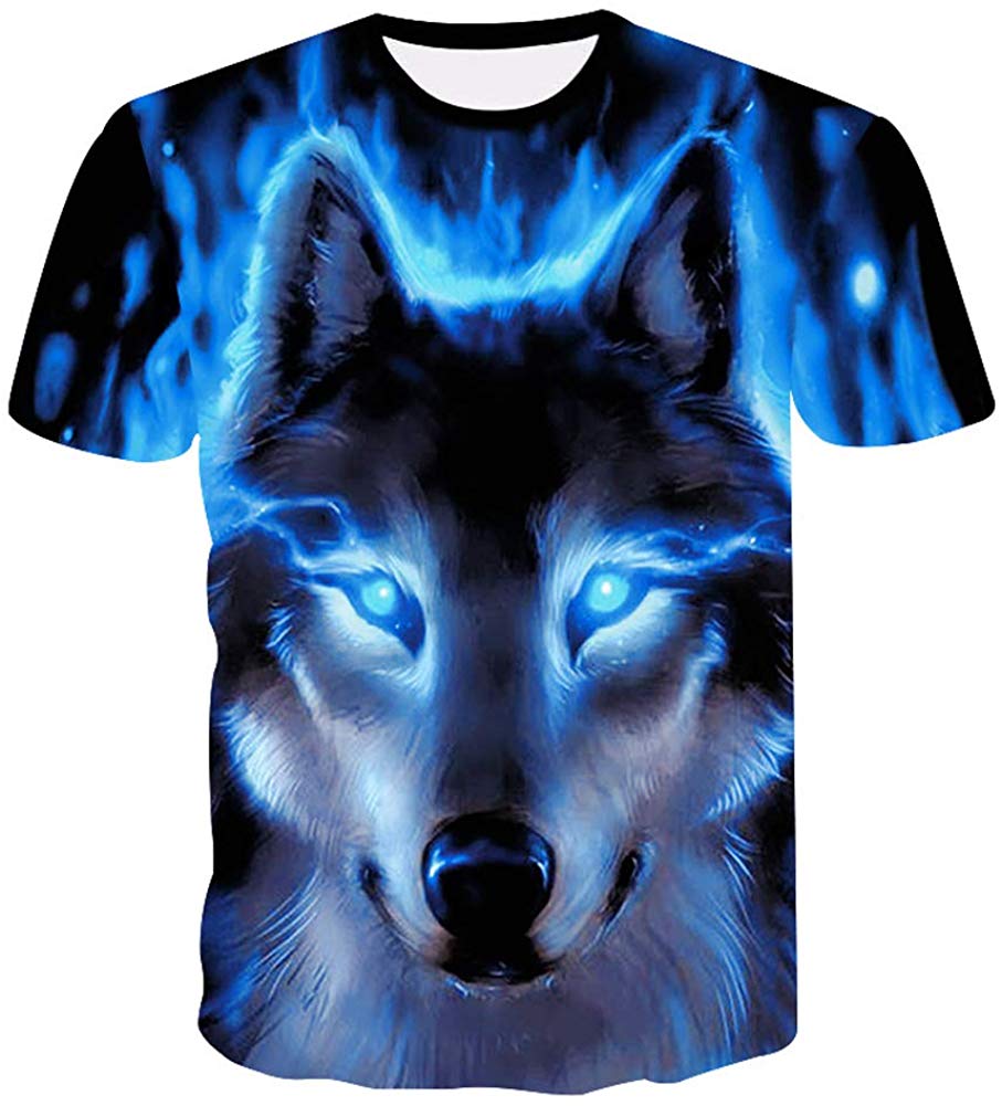 Fashion Mens 3D Digital Printed Design Pattern T Shirts Top Tees Big Wolf