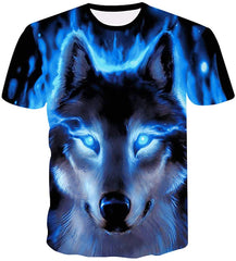 Fashion Mens 3D Digital Printed Design Pattern T Shirts Top Tees Big Wolf