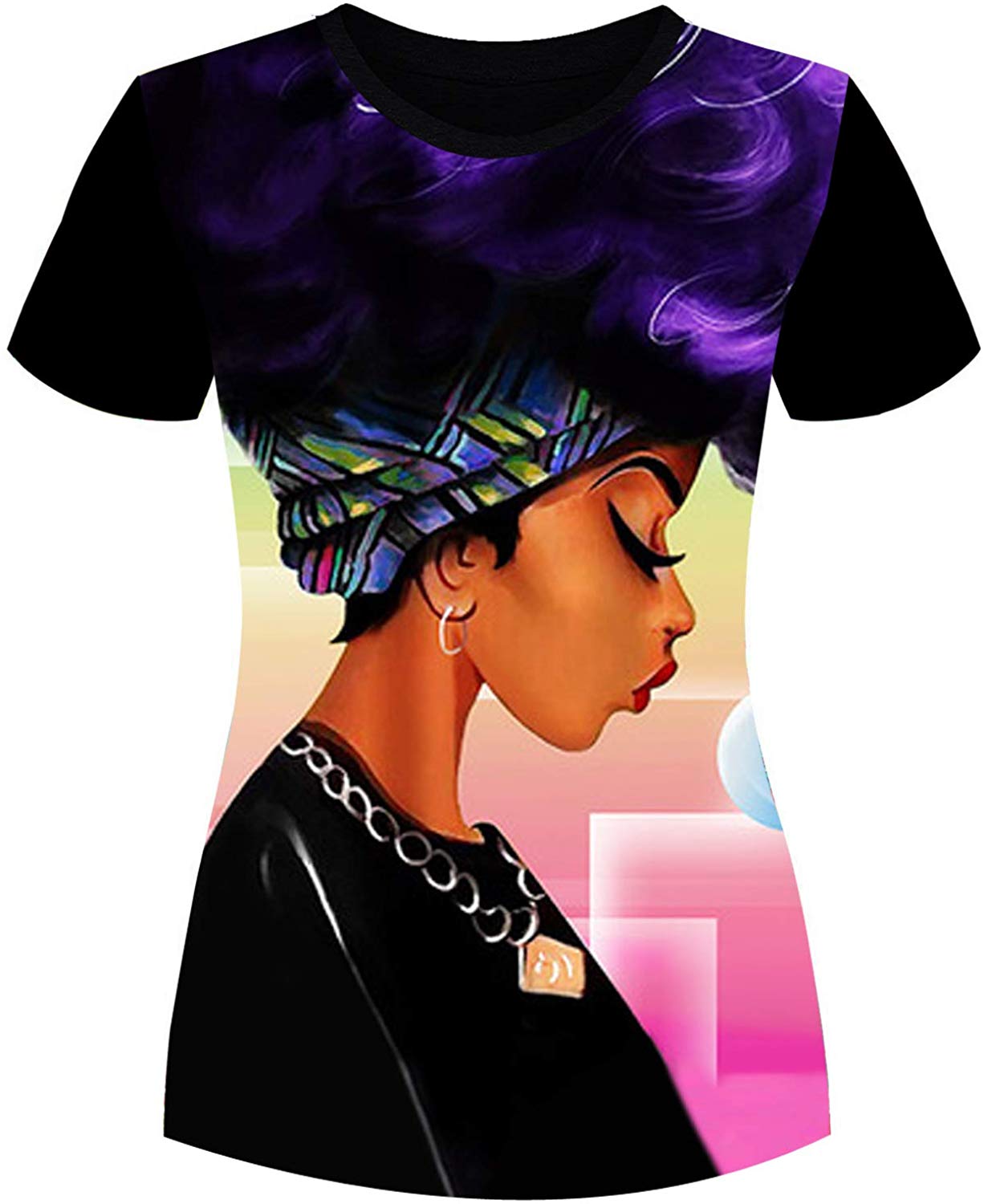Women's T Shirts Black History Month Afro Word Art Natural Hair Styles 3D Print Casual Tops for Women Tees 1black