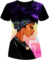 Women's T Shirts Black History Month Afro Word Art Natural Hair Styles 3D Print Casual Tops for Women Tees 1black