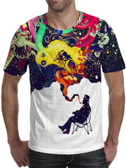 Unisex 3D Printed Tie Dye Creative Funny Summer Casual Short Sleeve T Shirts Tees T00948
