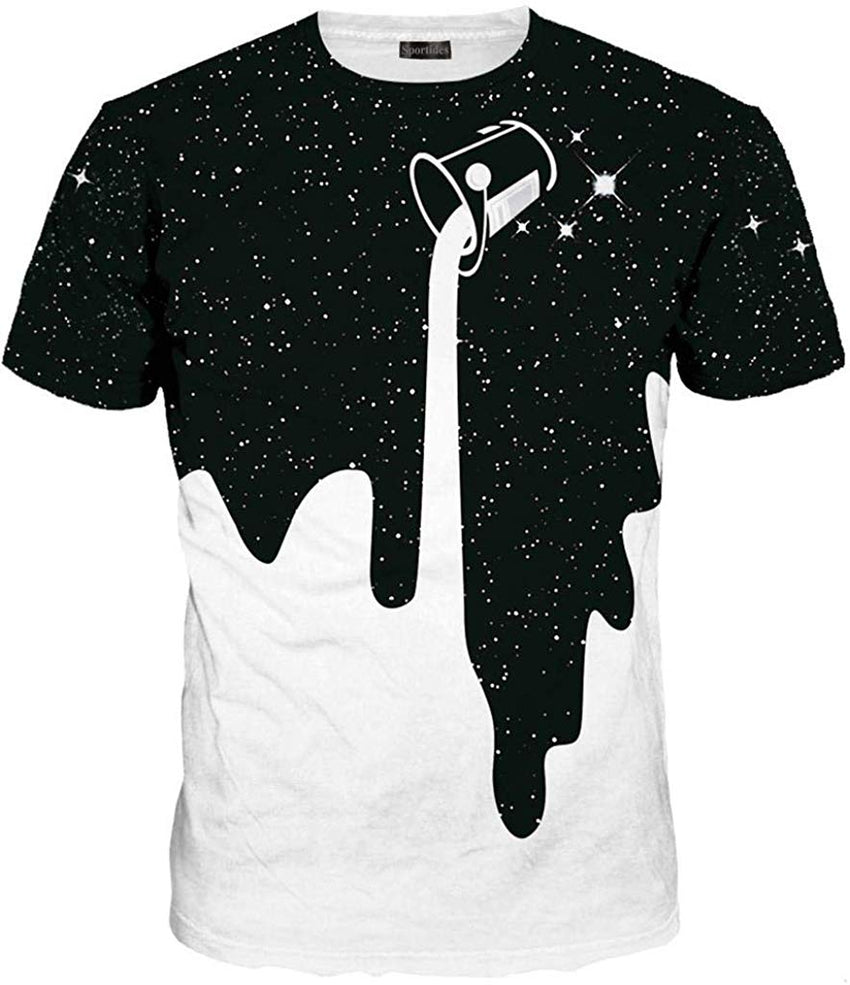 Unisex Men Women Casual 3D Printed Short Sleeves Couple T Shirt Tee LYT046 Lyt079 blackwhite