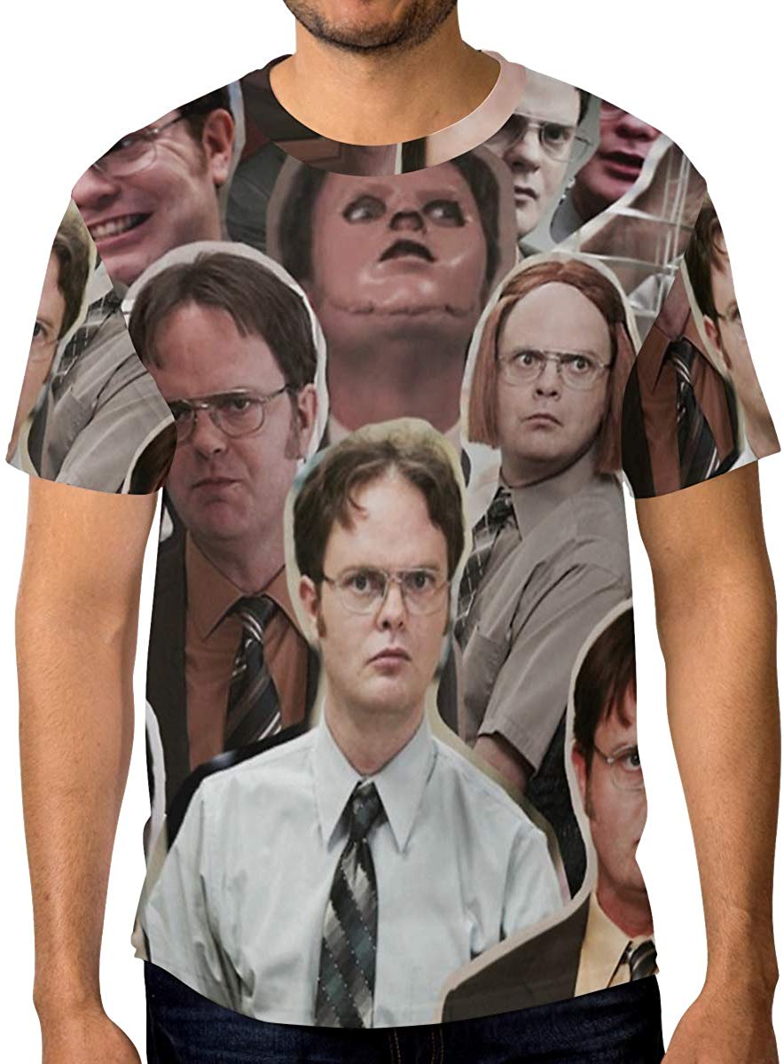 Womens 3D Digital Printed Post Malone Collage Short Sleeve T Shirts Tees Dwight Schrute2