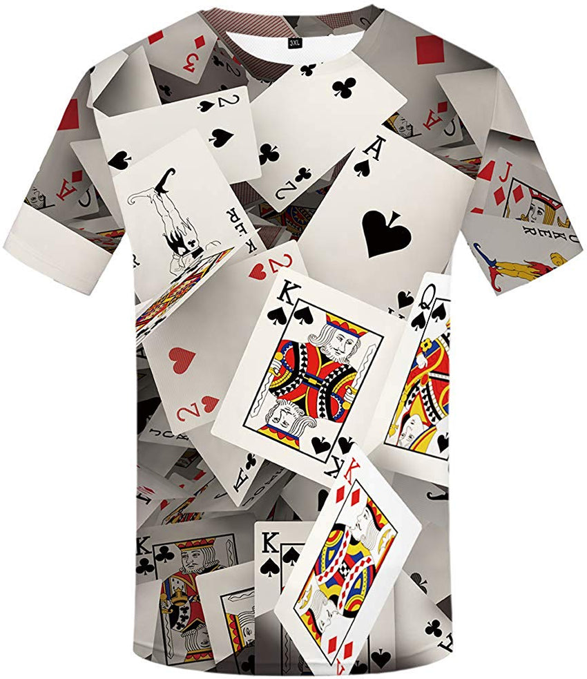 Poker T Shirt for Men 3D Printing Las Vegas Card Shirts Short Sleeve Tee 3d T Shirt
