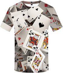 Poker T Shirt for Men 3D Printing Las Vegas Card Shirts Short Sleeve Tee 3d T Shirt