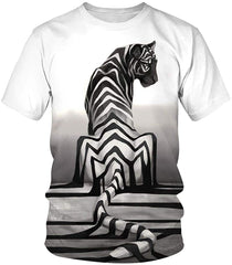3D Print T Shirt Fashion Graphic Tee Crewneck Short Sleeve T Shirts for Men Women Tiger