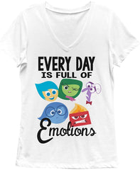 Inside Out Juniors' Every Day is Full of Emotions V Neck T Shirt Nature