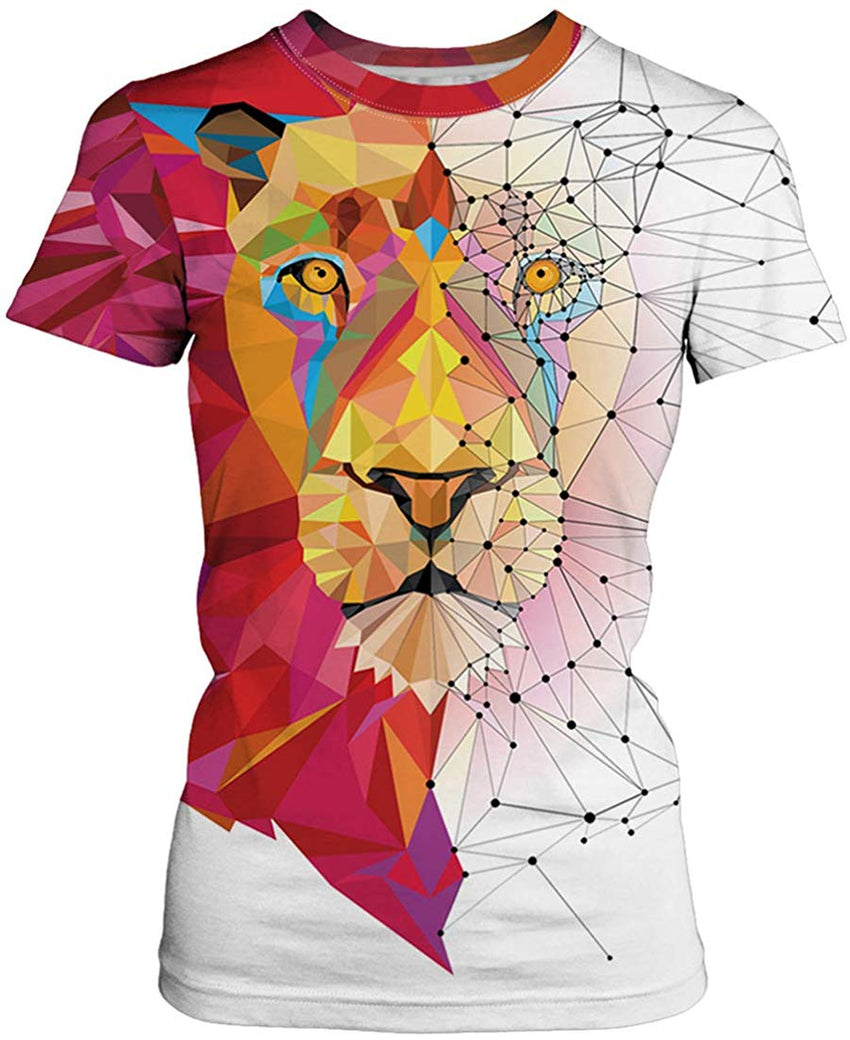 Women Summer T Shirt 3D Pattern Print Funny Short Sleeve Tee Couple Shirt White Line c