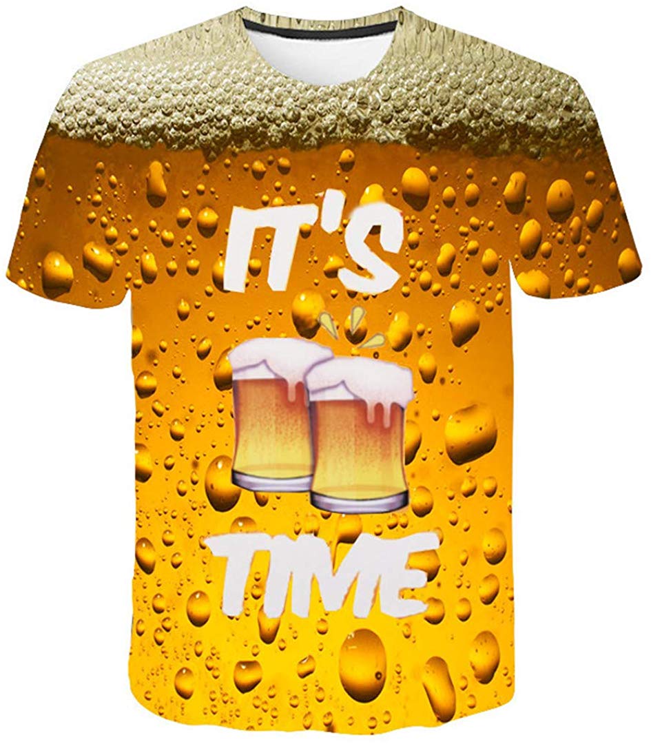 Beer 3D Print T Shirt Short Sleeve Tops Unisex Outfit Clothing Txx 069