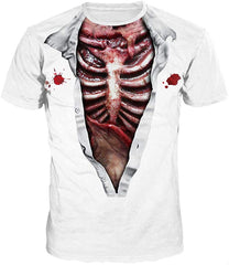 Unisex 3D Print Short Sleeve T Shirt Fashion Couple Tees Blood Skeleton