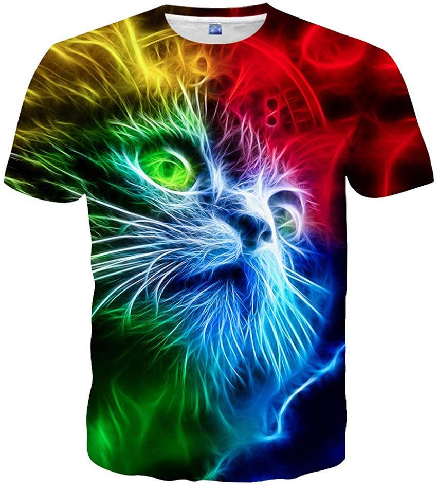 Unisex Casual 3D Print Short Sleeve T Shirt Tees Multi color 54
