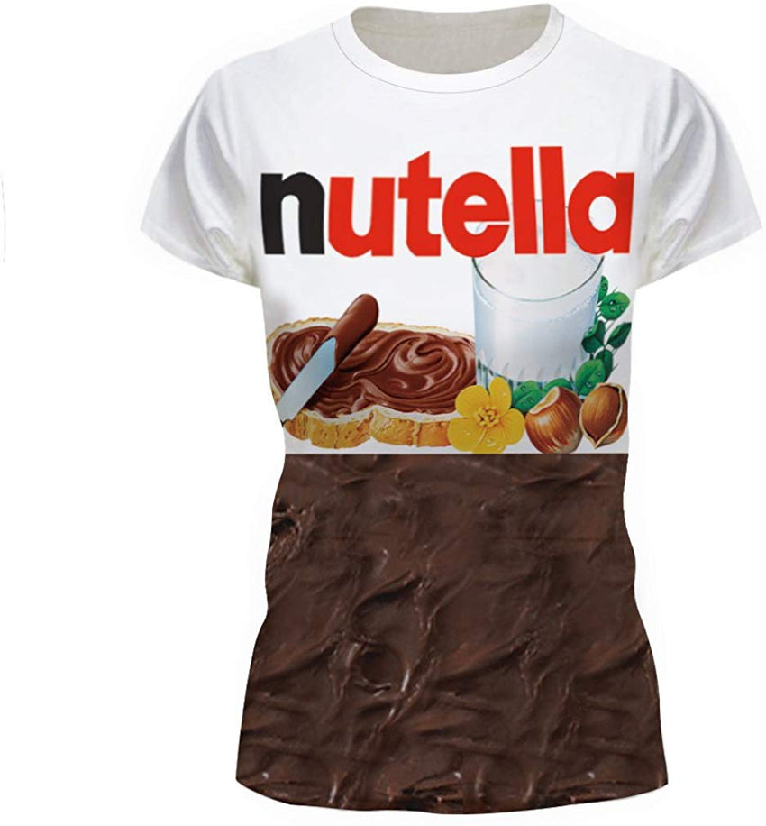 Novelty Shirts 3D Printed Short Sleeve Colorful T Shirt Fashion Couple Tees Nutella