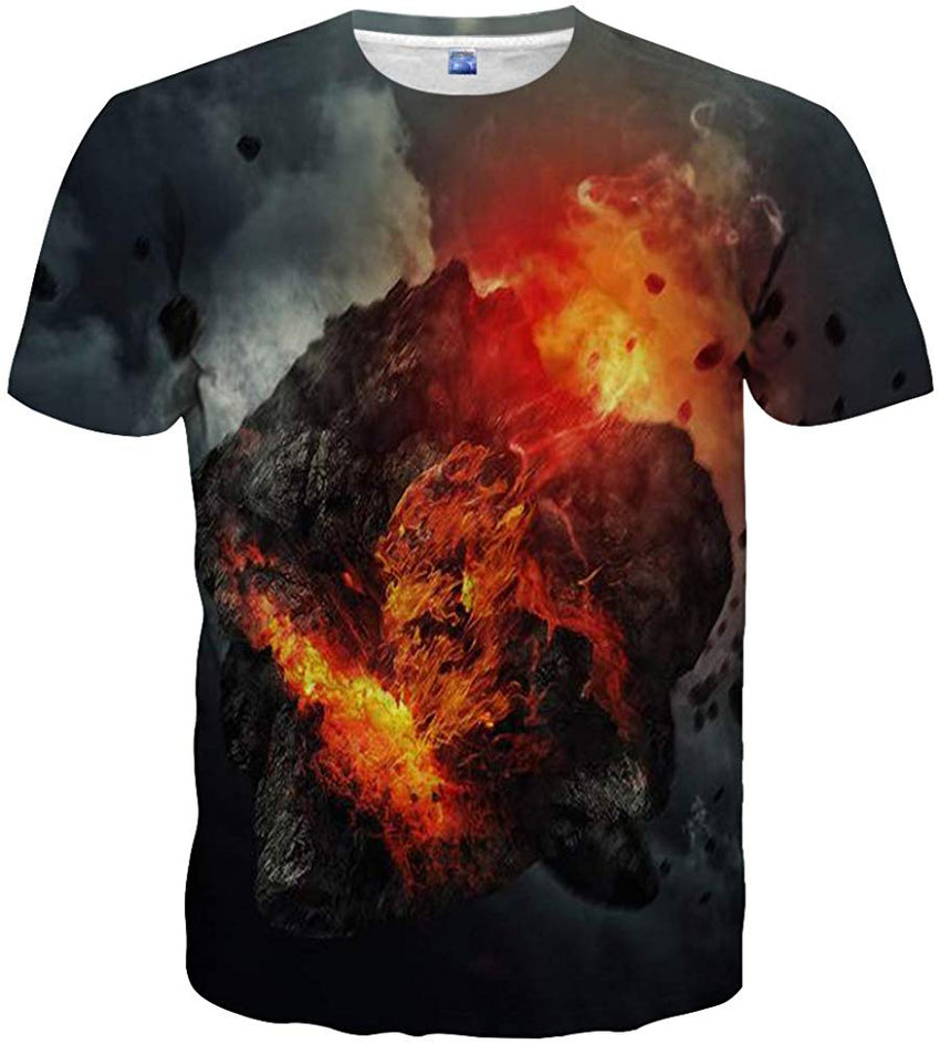 Unisex 3D Pattern Printed Casual Short Sleeve T Shirts Tees Grey