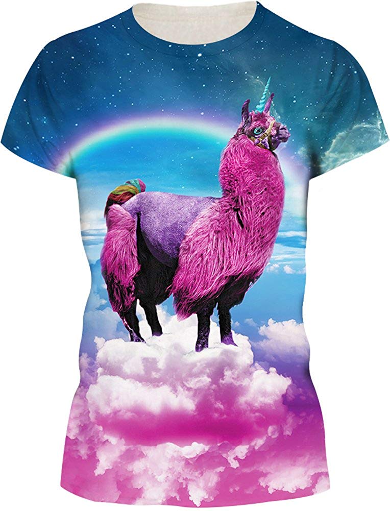 Women's 3D Print T Shirt Graphic Tee Novelty Casual Crew Neck Alpaca 1