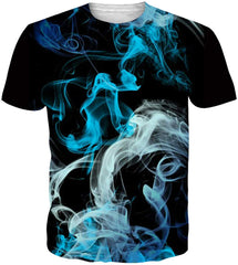 Unisex Casual 3D Print Animal Short Sleeve T Shirt Graphic Tees Blue Smoke