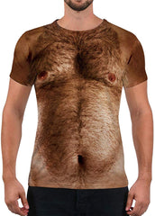 Unisex Fashion 3D Print T Shirts Funny Graphics Pattern Crewneck Short Sleeve Tees for Mens Womens Chest Hair