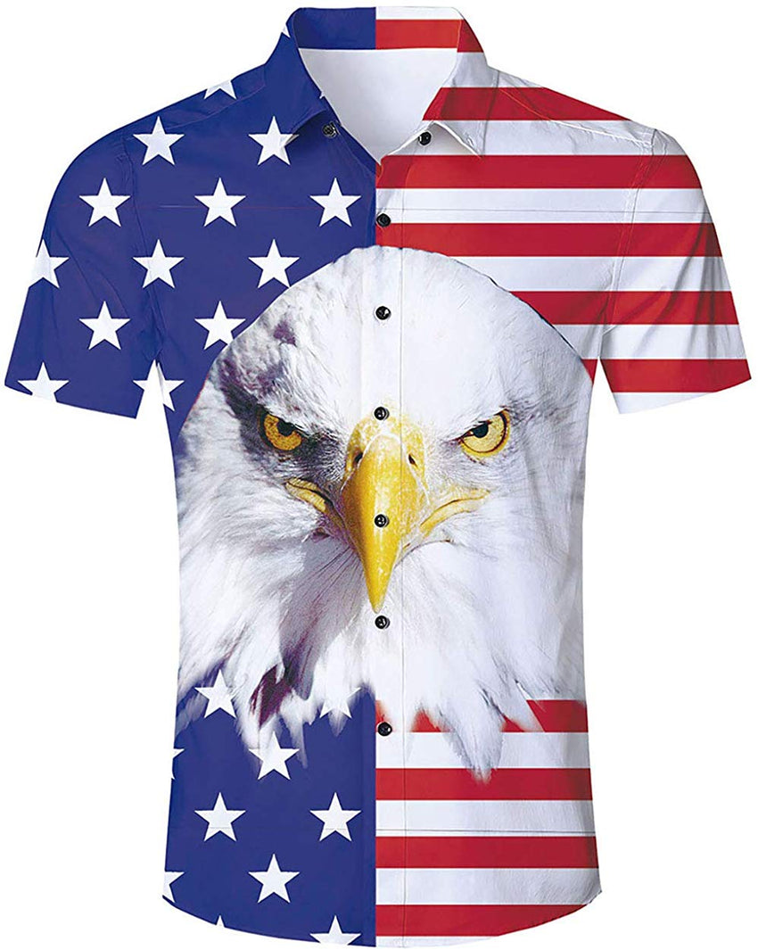 Unisex Short Sleeve 3D Digital Printed Personalized T Shirts Tees B american Flag Eagle
