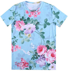Summer Fashion Women Men Printed Short Sleeve Tee Tops T Shirts Floral