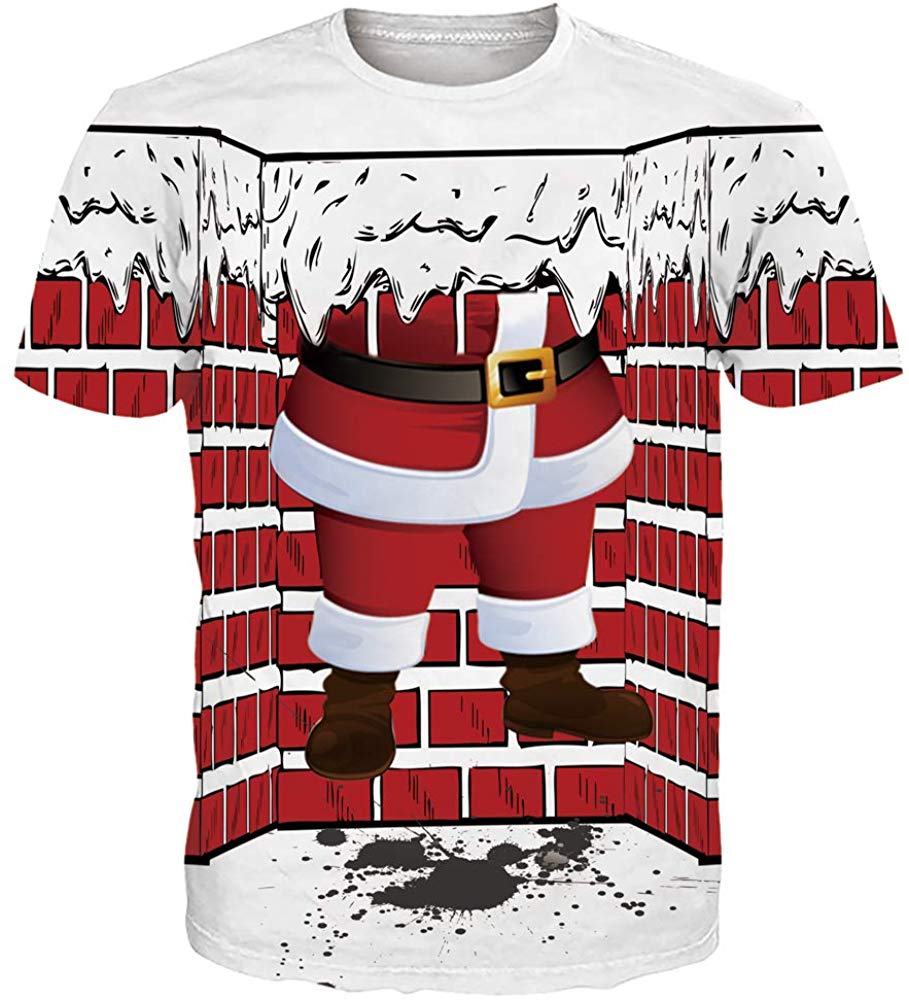 Unisex Short Sleeve T Shirts 3D Novelty Print Casual Funny Graphic Tees S 3XL Christmas Santa