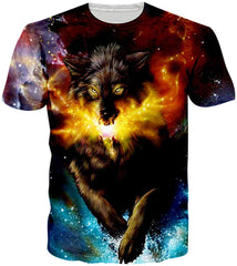 Mens T Shirts 3D Graphics Print Short Sleeve Funny Summer T Shirts Running Wolf
