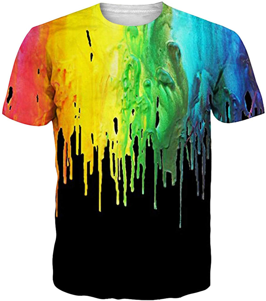 Unisex 3D Printed Pattern Short Sleeve T Sleeve Cool Graphic Tees Top Black paint