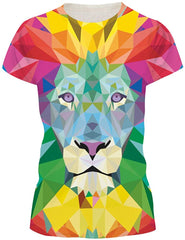 Women's 3D Print T Shirt Graphic Tee Novelty Casual Crew Neck 4 Colorful Lion 1