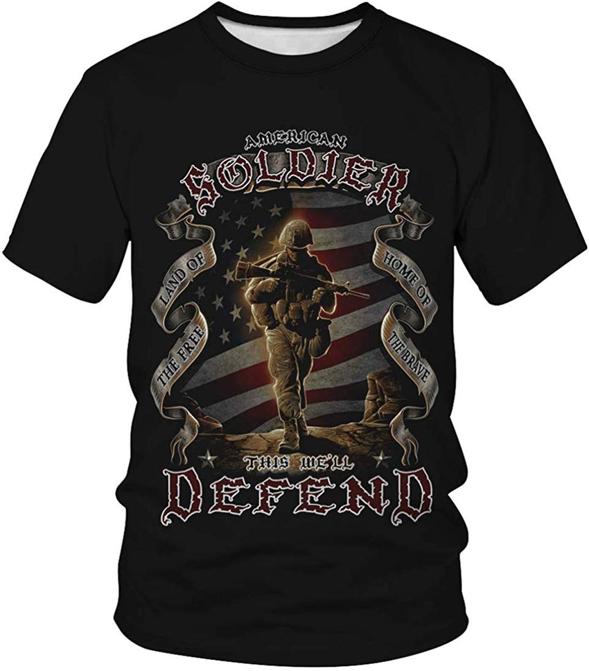 Men's T shirt Casual Tee 3D Unisex Digital Print Graphic Short Sleeves Soldier 1