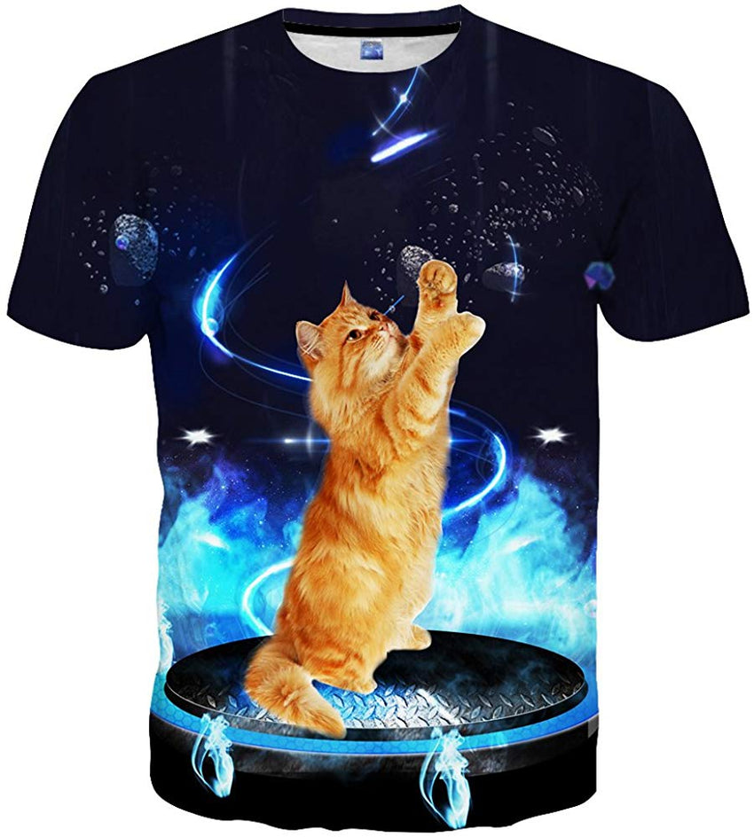 Unisex Casual 3D Print Short Sleeve T Shirt Tees Blue36
