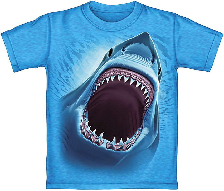 Great White Shark Turquoise Heathered Adult Tee Shirt Nature