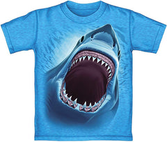 Great White Shark Turquoise Heathered Adult Tee Shirt Nature