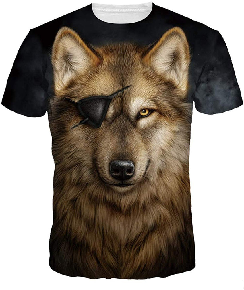 Velynce Unisex Thin Shirts Stylish 3D Digital Printed Lion Skull Casual Personality T Shirts Couple Clothing Wolf #2
