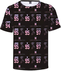 Women's Novelty T Shirts Kpop BTS Tee Tops Bangtan Boys 3D Printed Shirts J Hope RM Jimin V Jung Kook A number
