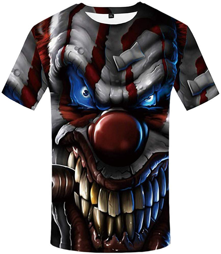 Unisex 3D Printed Creative Graphic Short Sleeved Soft T Shirt for Men Tee Clown T Shirt