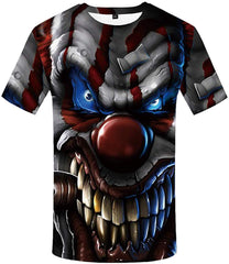 Unisex 3D Printed Creative Graphic Short Sleeved Soft T Shirt for Men Tee Clown T Shirt