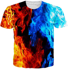 Unisex Short Sleeve 3D Digital Printed Personalized T Shirts Tees Brown & Blue