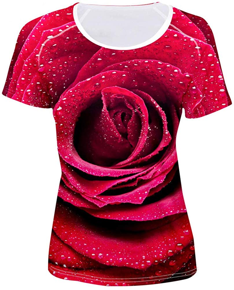 Women' Girl's T Shirt with Animl Cat Dog Print Red
